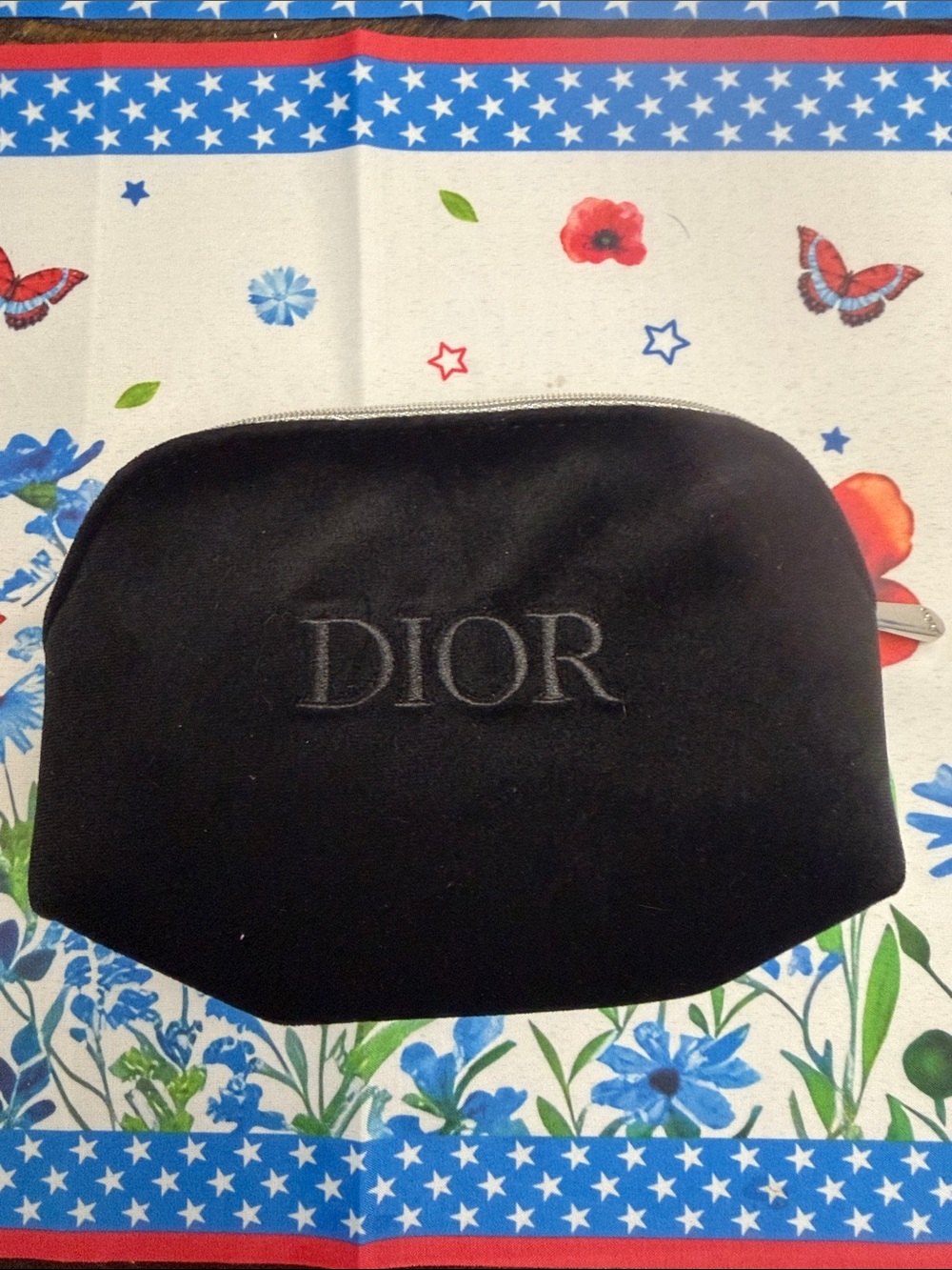 Dior Black Velvet Logo Pouch